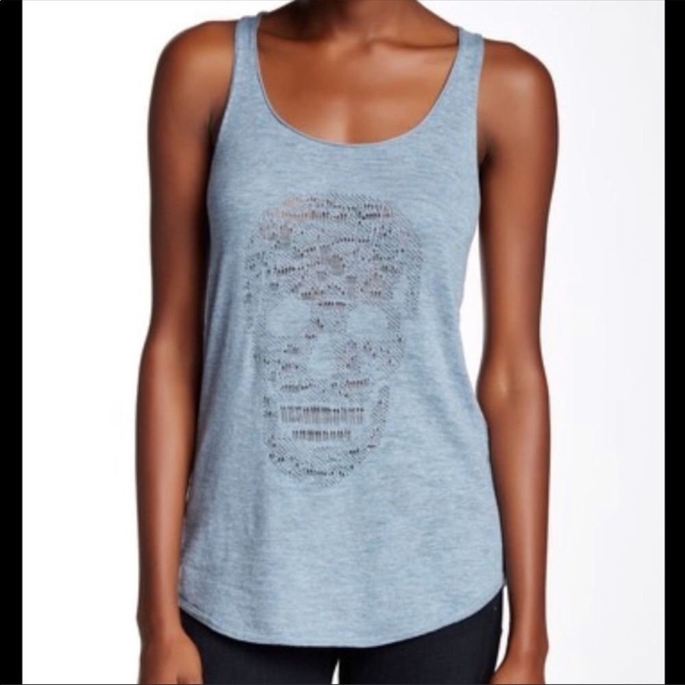 skull cashmere light blue tank top sz s